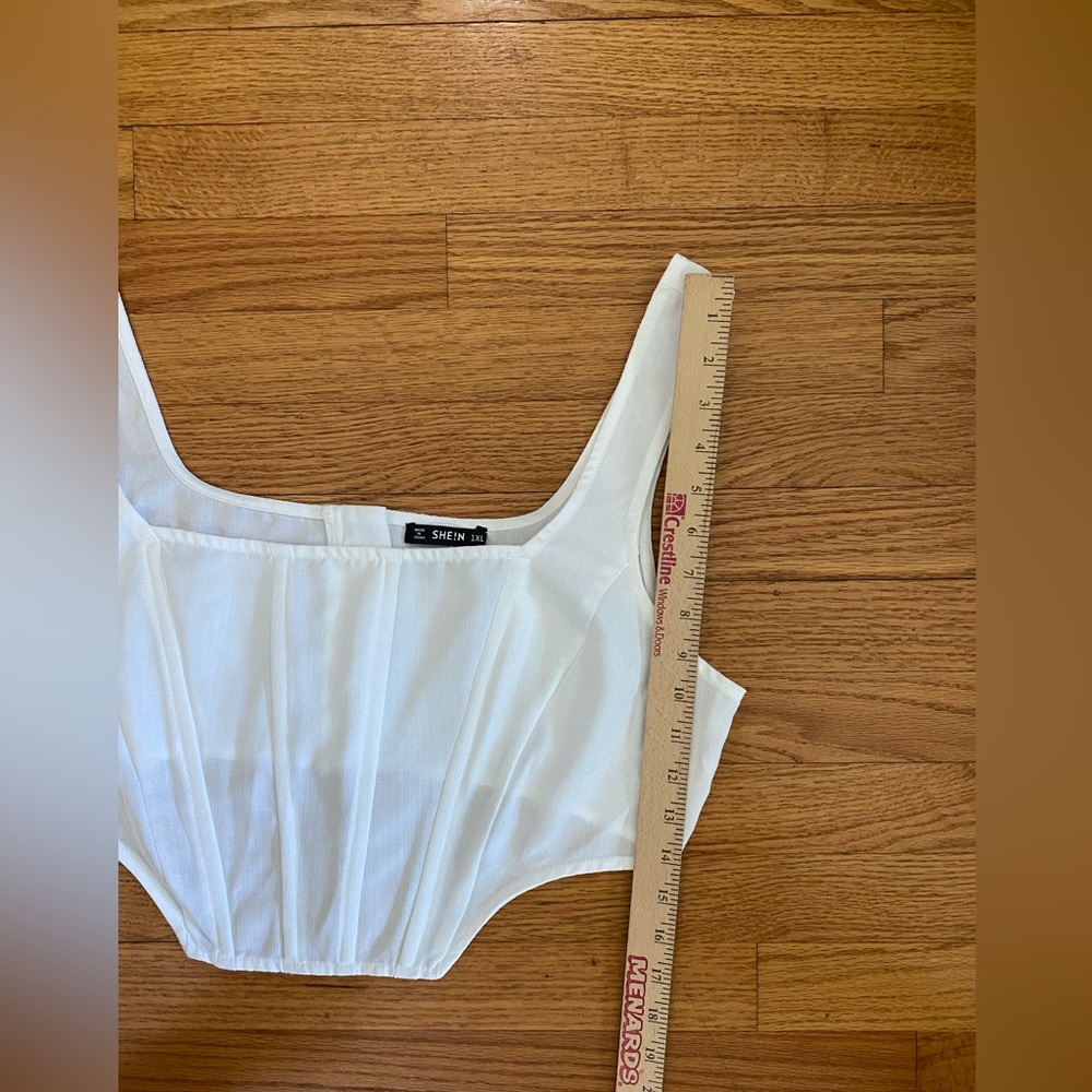 Shein Corset Crop Top Women’s 1XL (14) White Zipper Fish boning -Front, Bustier - Picture 6 of 6